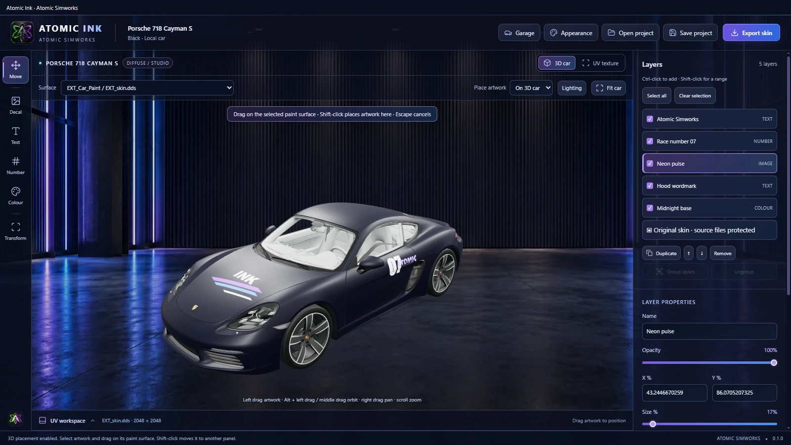 Atomic Ink 0.1.0 — Assetto Corsa Livery Studio By Atomic Simworks | Public Beta